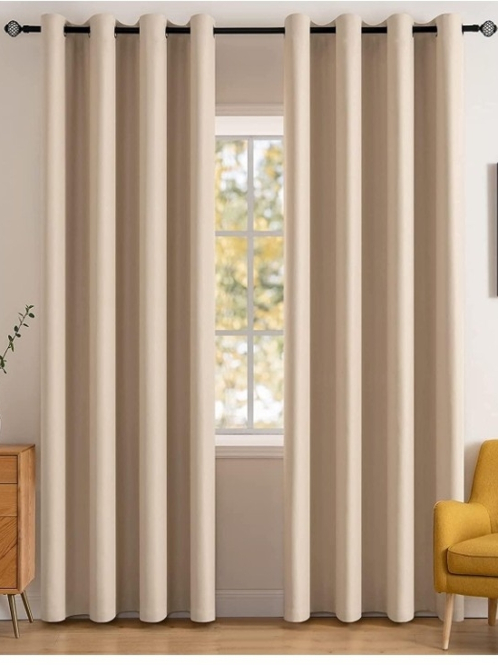 MIULEE Beige Blackout Bedroom Curtains Drapes 84 Inch Long 52"x84"